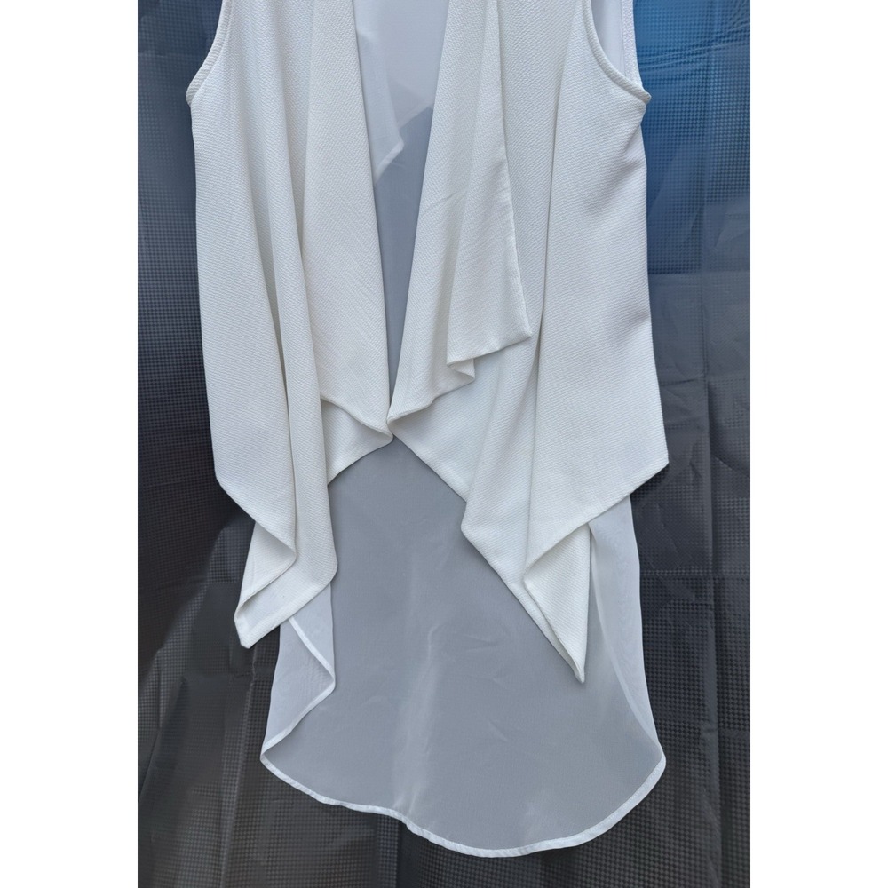 Women Chiffon Waistcoat Vest Gilet Tank Tops Asymmetric Irregular Open Size S - Picture 2 of 11